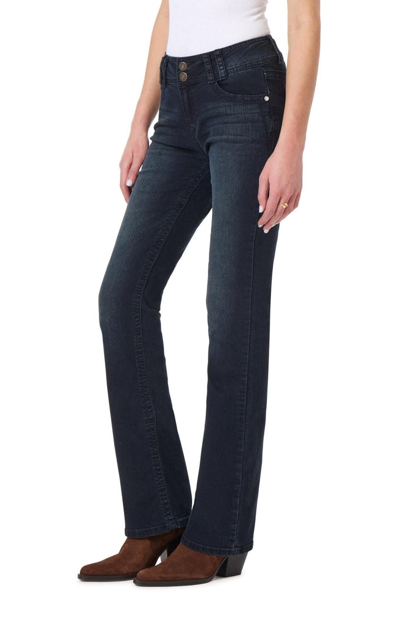 WallFlower Women's InstaStretch Luscious Curvy Bootcut Jeans, BlackBerry, 11 - Image 1